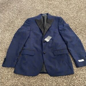 Alfani NWT navy blue and black brocade blazer size 36R slim fit